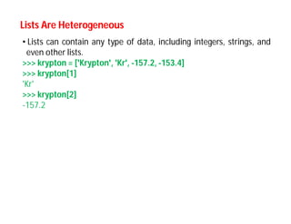 Heterogenous Lists Python Comprehensive Guide to Python Lists: Storage, Access, and Modification ...