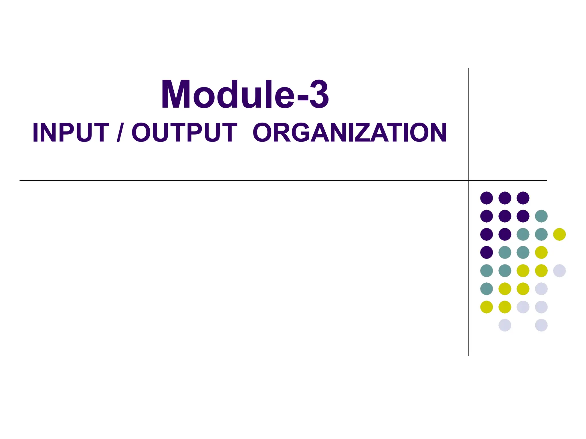 Module-3
INPUT / OUTPUT ORGANIZATION
 