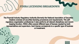 FINRA LICENSING BREAKDOWN
 