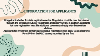 INFORMATION FOR APPLICANTS
 