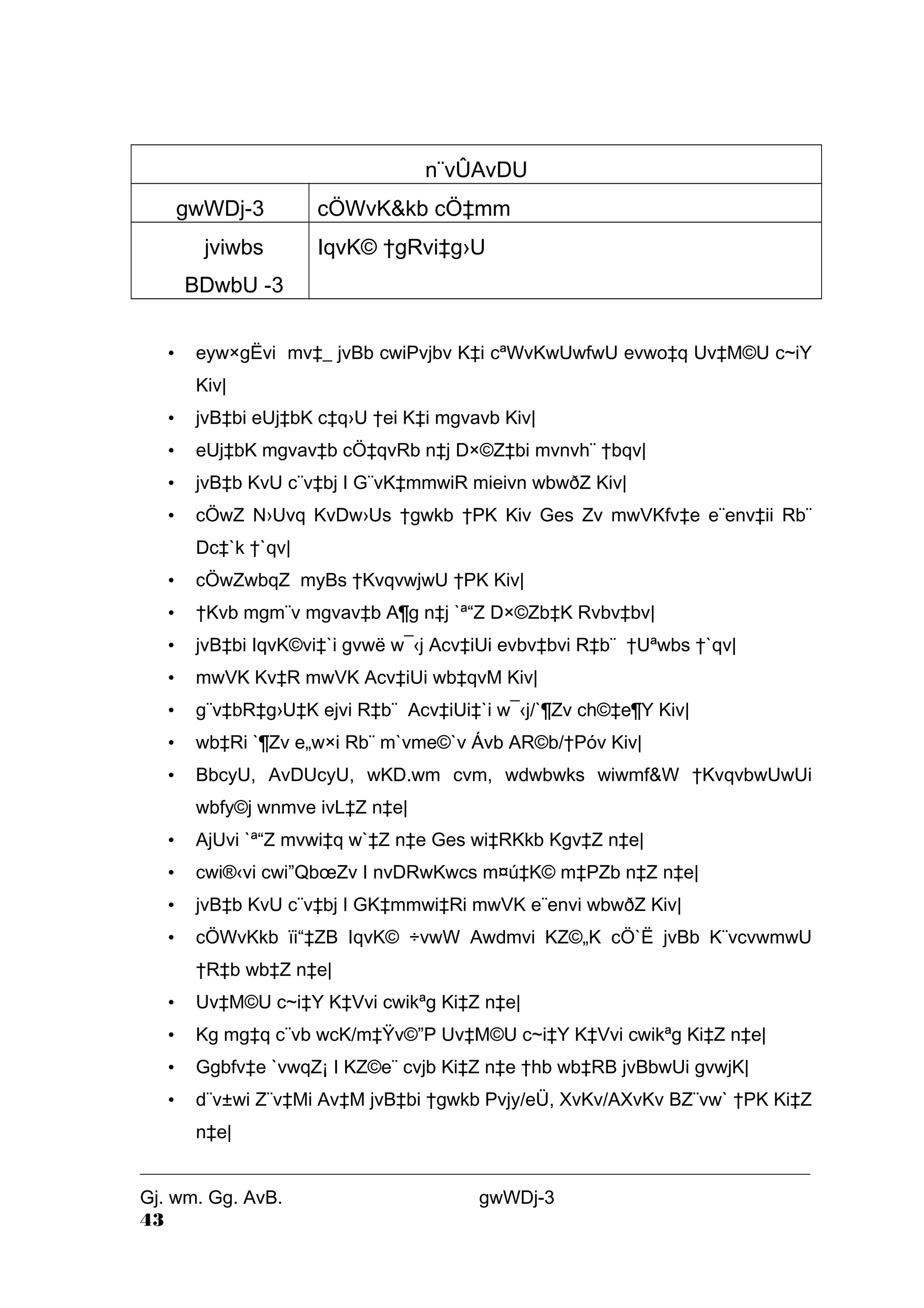 n¨vÛAvDU 
gwWDj-3 cÖWvK&kb cÖ‡mm 
jviwbs 
IqvK© †gRvi‡g›U 
BDwbU -3 
• eyw×gËvi mv‡_ jvBb cwiPvjbv K‡i cªWvKwUwfwU evwo‡q Uv‡M©U c~iY 
Kiv| 
• jvB‡bi eUj‡bK c‡q›U †ei K‡i mgvavb Kiv| 
• eUj‡bK mgvav‡b cÖ‡qvRb n‡j D×©Z‡bi mvnvh¨ †bqv| 
• jvB‡b KvU c¨v‡bj I G¨vK‡mmwiR mieivn wbwðZ Kiv| 
• cÖwZ N›Uvq KvDw›Us †gwkb †PK Kiv Ges Zv mwVKfv‡e e¨env‡ii Rb¨ 
Dc‡`k †`qv| 
• cÖwZwbqZ myBs †KvqvwjwU †PK Kiv| 
• †Kvb mgm¨v mgvav‡b A¶g n‡j `ª“Z D×©Zb‡K Rvbv‡bv| 
• jvB‡bi IqvK©vi‡`i gvwë w¯‹j Acv‡iUi evbv‡bvi R‡b¨ †Uªwbs †`qv| 
• mwVK Kv‡R mwVK Acv‡iUi wb‡qvM Kiv| 
• g¨v‡bR‡g›U‡K ejvi R‡b¨ Acv‡iUi‡`i w¯‹j/`¶Zv ch©‡e¶Y Kiv| 
• wb‡Ri `¶Zv e„w×i Rb¨ m`vme©`v Ávb AR©b/†Póv Kiv| 
• BbcyU, AvDUcyU, wKD.wm cvm, wdwbwks wiwmf&W †KvqvbwUwUi 
wbfy©j wnmve ivL‡Z n‡e| 
• AjUvi `ª“Z mvwi‡q w`‡Z n‡e Ges wi‡RKkb Kgv‡Z n‡e| 
• cwi®‹vi cwi”QboeZv I nvDRwKwcs m¤ú‡K© m‡PZb n‡Z n‡e| 
• jvB‡b KvU c¨v‡bj I GK‡mmwi‡Ri mwVK e¨envi wbwðZ Kiv| 
• cÖWvKkb ïi“‡ZB IqvK© ÷vwW Awdmvi KZ©„K cÖ`Ë jvBb K¨vcvwmwU 
†R‡b wb‡Z n‡e| 
• Uv‡M©U c~i‡Y K‡Vvi cwikªg Ki‡Z n‡e| 
• Kg mg‡q c¨vb wcK/m‡Ÿv©”P Uv‡M©U c~i‡Y K‡Vvi cwikªg Ki‡Z n‡e| 
• Ggbfv‡e `vwqZ¡ I KZ©e¨ cvjb Ki‡Z n‡e †hb wb‡RB jvBbwUi gvwjK| 
• d¨v±wi Z¨v‡Mi Av‡M jvB‡bi †gwkb Pvjy/eÜ, XvKv/AXvKv BZ¨vw` †PK Ki‡Z 
n‡e| 
Gj. wm. Gg. AvB. gwWDj-3 
43 
 