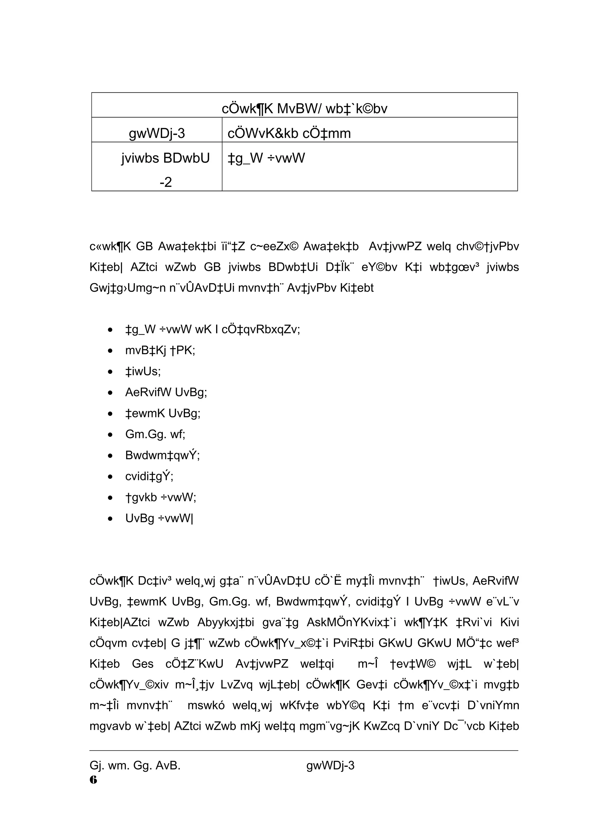 cÖwk¶K MvBW/ wb‡`k©bv 
gwWDj-3 cÖWvK&kb cÖ‡mm 
jviwbs BDwbU 
-2 
‡g_W ÷vwW 
c«wk¶K GB Awa‡ek‡bi ïi“‡Z c~eeZx© Awa‡ek‡b Av‡jvwPZ welq chv©†jvPbv 
Ki‡eb| AZtci wZwb GB jviwbs BDwb‡Ui D‡Ïk¨ eY©bv K‡i wb‡goev³ jviwbs 
Gwj‡g›Umg~n n¨vÛAvD‡Ui mvnv‡h¨ Av‡jvPbv Ki‡ebt 
· ‡g_W ÷vwW wK I cÖ‡qvRbxqZv; 
· mvB‡Kj †PK; 
· ‡iwUs; 
· AeRvifW UvBg; 
· ‡ewmK UvBg; 
· Gm.Gg. wf; 
· Bwdwm‡qwÝ; 
· cvidi‡gÝ; 
· †gvkb ÷vwW; 
· UvBg ÷vwW| 
cÖwk¶K Dc‡iv³ welq¸wj g‡a¨ n¨vÛAvD‡U cÖ`Ë my‡Îi mvnv‡h¨ †iwUs, AeRvifW 
UvBg, ‡ewmK UvBg, Gm.Gg. wf, Bwdwm‡qwÝ, cvidi‡gÝ I UvBg ÷vwW e¨vL¨v 
Ki‡eb|AZtci wZwb Abyykxj‡bi gva¨‡g AskMÖnYKvix‡`i wk¶Y‡K ‡Rvi`vi Kivi 
cÖqvm cv‡eb| G j‡¶¨ wZwb cÖwk¶Yv_x©‡`i PviR‡bi GKwU GKwU MÖ“‡c wef³ 
Ki‡eb Ges cÖ‡Z¨KwU Av‡jvwPZ wel‡qi m~Î †ev‡W© wj‡L w`‡eb| 
cÖwk¶Yv_©xiv m~Î¸‡jv LvZvq wjL‡eb| cÖwk¶K Gev‡i cÖwk¶Yv_©x‡`i mvg‡b 
m~‡Îi mvnv‡h¨ mswkó welq¸wj wKfv‡e wbY©q K‡i †m e¨vcv‡i D`vniYmn 
mgvavb w`‡eb| AZtci wZwb mKj wel‡q mgm¨vg~jK KwZcq D`vniY Dc¯’vcb Ki‡eb 
Gj. wm. Gg. AvB. gwWDj-3 
6 
 
