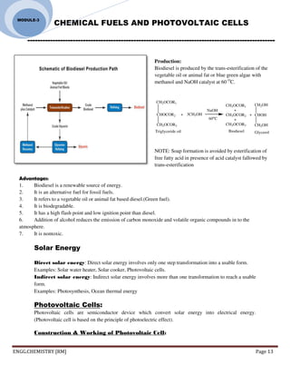 ENGINEERING CHEMISTRY: Module 3 [chemical fuels & solar cells] | PDF