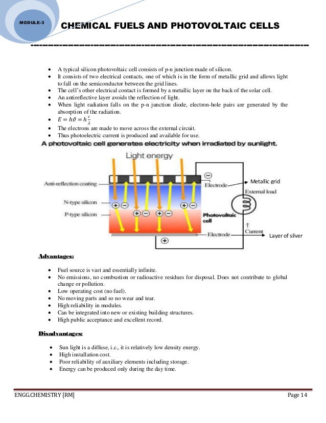 ENGINEERING CHEMISTRY Module 3 [chemical fuels & solar cells]
