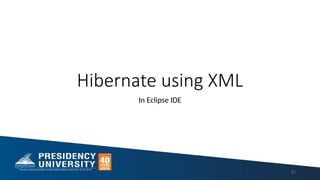 Hibernate using XML
In Eclipse IDE
21
 
