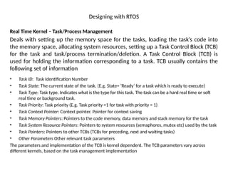 Tcb Rtos Comprehensive Overview of RTOS and IDE for Embedded System Design | PPTX