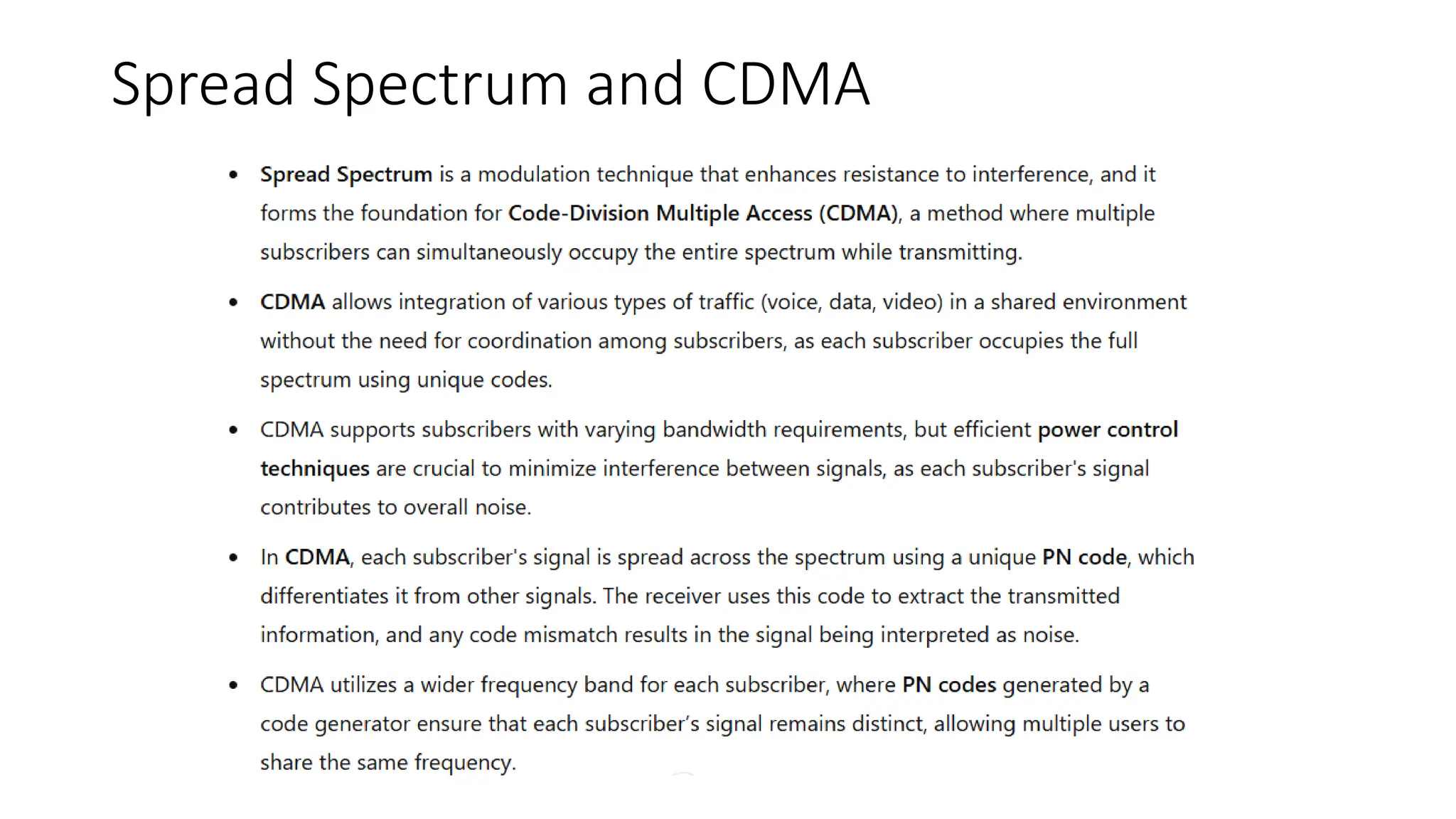 Spread Spectrum and CDMA
 