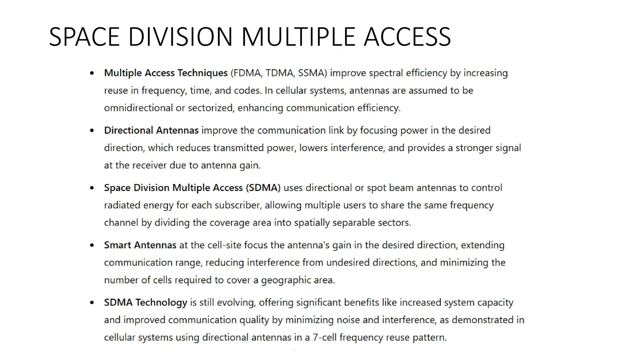 SPACE DIVISION MULTIPLE ACCESS
 