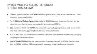 Multiple Access Techniques: FDMA, TDMA, CDMA, SDMA, Hybrid Multiple ...