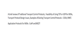 TCP Protocol for Wireless sensor Networks | PPTX