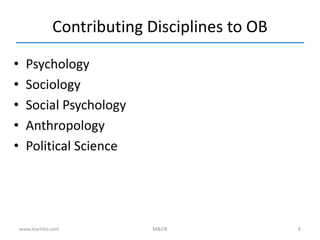 M&OB - Introduction to Organizational Behavior | PDF