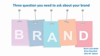 Three question you need to ask about your brand
Kevin Lane Keller
Brian Sternthal
Alice M. Tybout
 