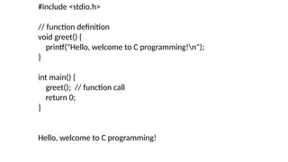 Comprehensive Guide to Functions in C Programming Language | PPTX