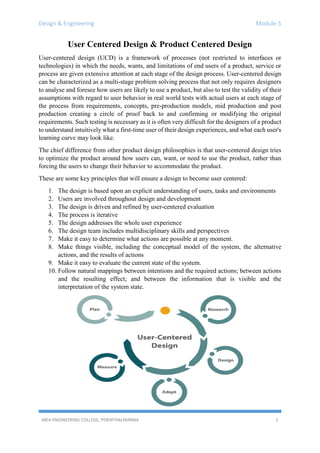 Design and Engineering-Module 5: User Centered and Product Centered ...