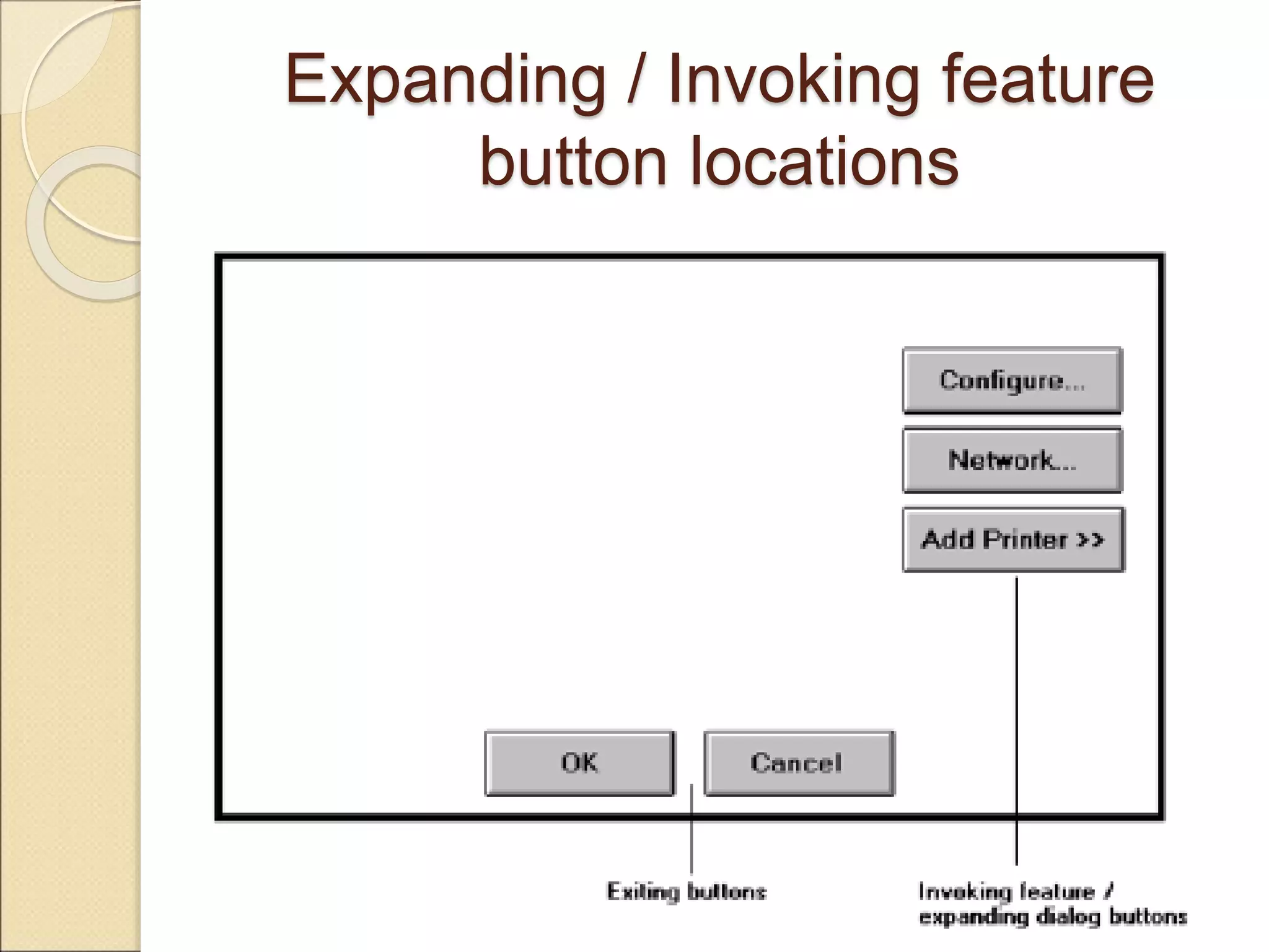 Expanding / Invoking feature button locations 