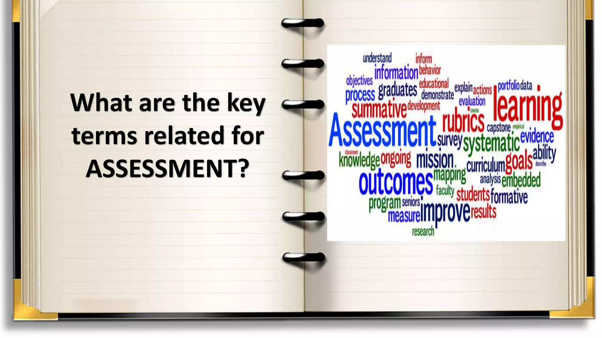 What are the key
terms related for
ASSESSMENT?
 