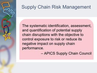 Supply Chain Risk Management
 