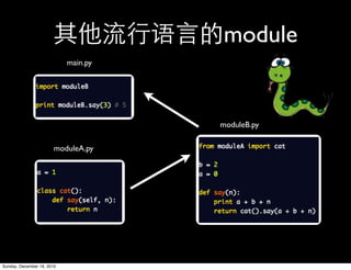 module
                            main.py




                                      moduleB.py

                        moduleA.py




Sunday, December 19, 2010
 