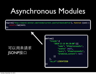 Asynchronous Modules




            JSONP



Sunday, December 19, 2010
 