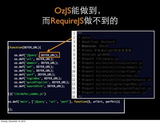 OzJS
                            RequireJS




Sunday, December 19, 2010
 