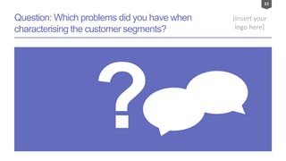22
[Insert your
logo here]
Question: Which problems did you have when
characterising the customer segments?
 