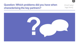 94
[Insert your
logo here]
Question: Which problems did you have when
characterising the key partners?
 
