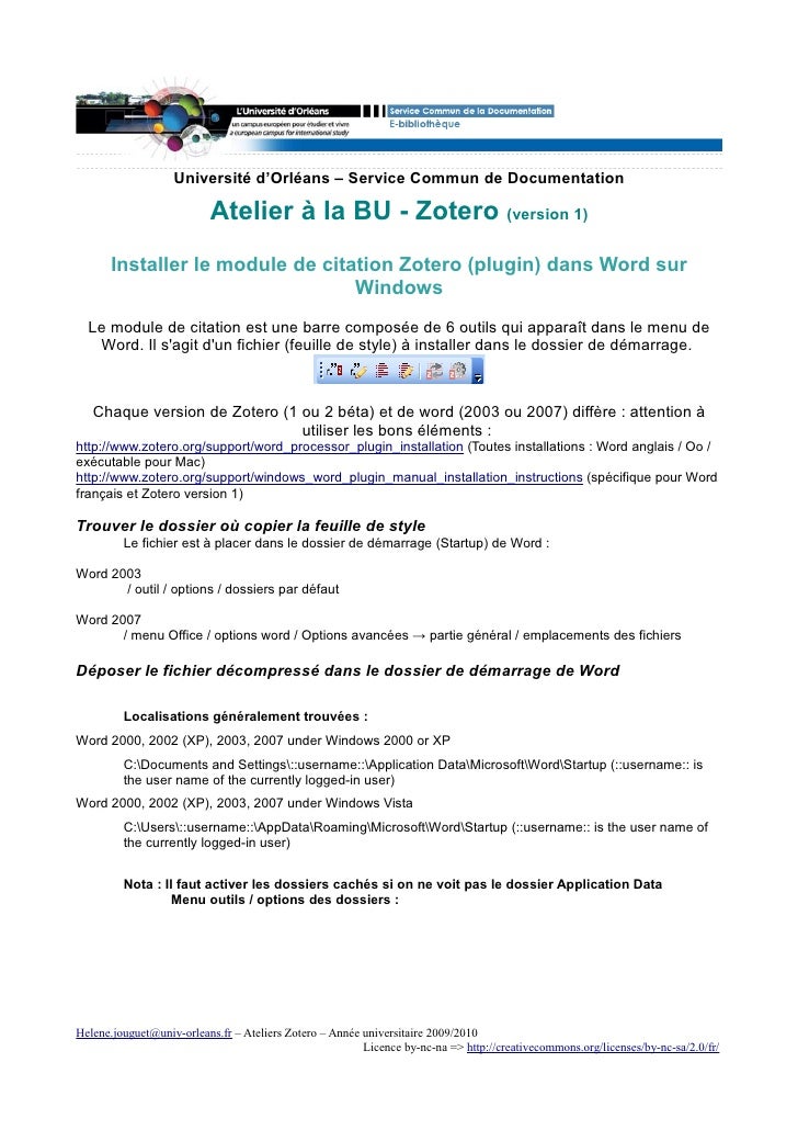Installation Du Module Zotero Pour Word