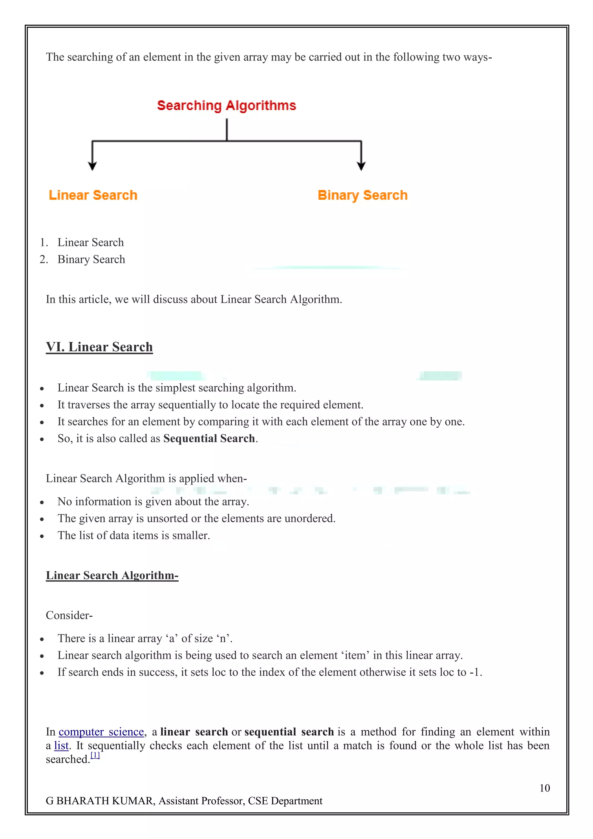 Introduction of Data Structures and Algorithms by GOWRU BHARATH KUMAR | PDF