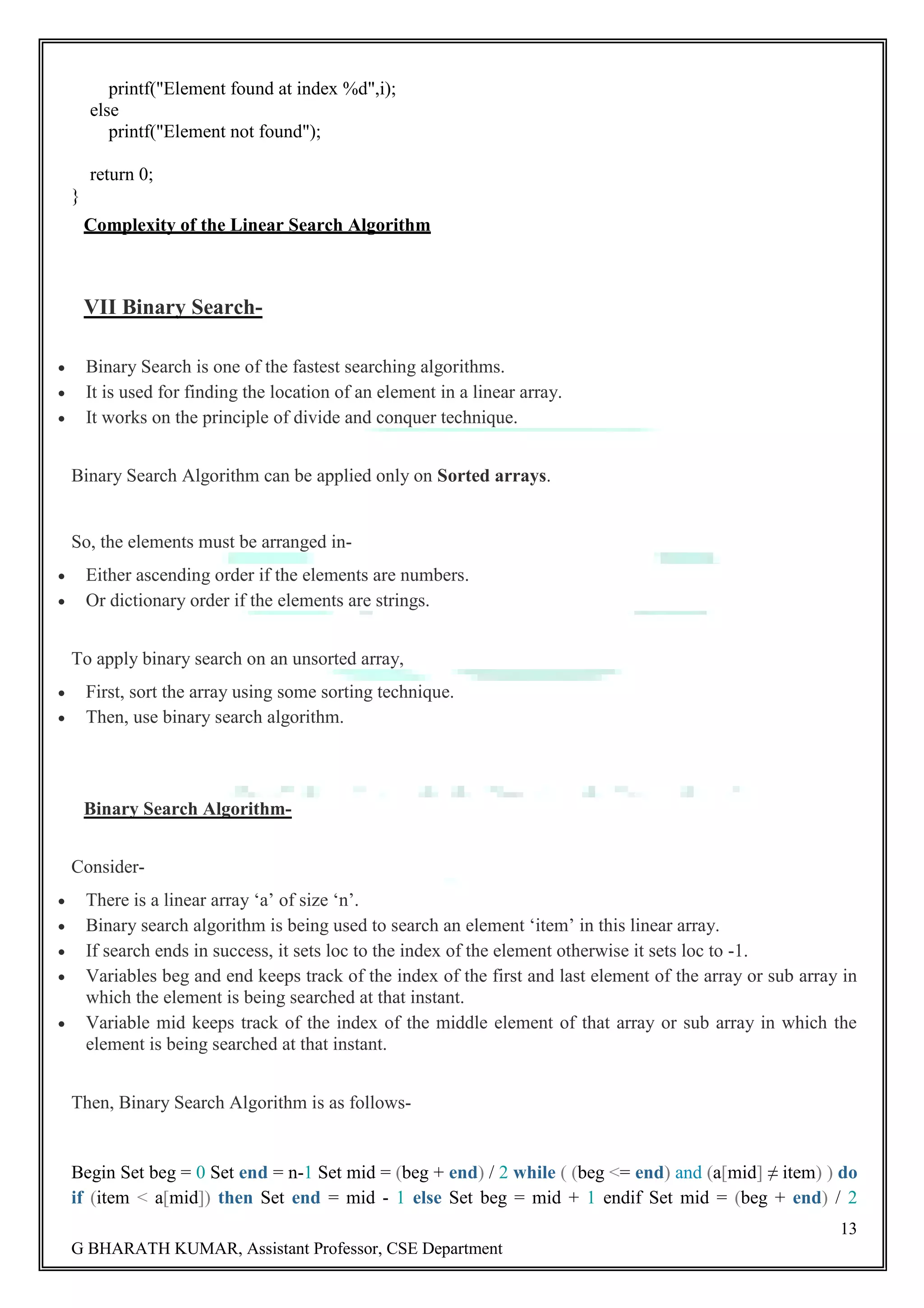 Introduction of Data Structures and Algorithms by GOWRU BHARATH KUMAR | PDF