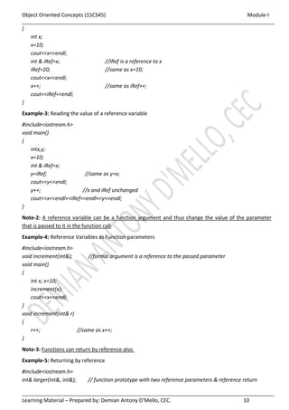 JAVA - VTU - Object oriented Concepts - 18CS45 - Module I | PDF