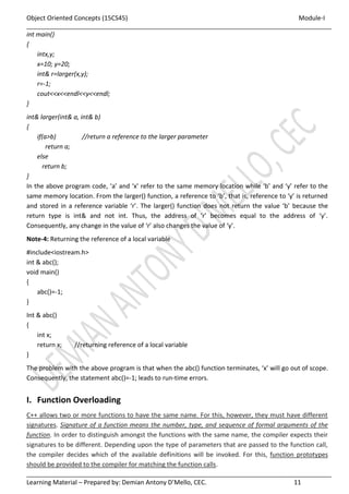 JAVA - VTU - Object oriented Concepts - 18CS45 - Module I | PDF