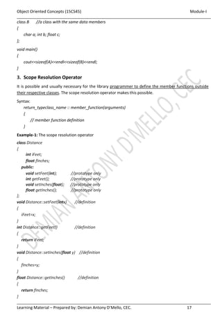 JAVA - VTU - Object oriented Concepts - 18CS45 - Module I | PDF