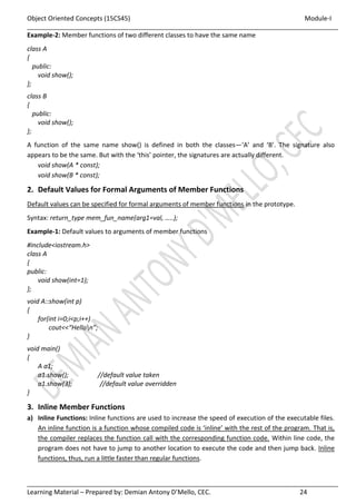 JAVA - VTU - Object oriented Concepts - 18CS45 - Module I | PDF