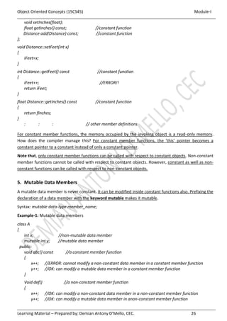 JAVA - VTU - Object oriented Concepts - 18CS45 - Module I | PDF
