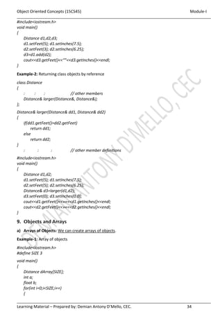 JAVA - VTU - Object oriented Concepts - 18CS45 - Module I | PDF