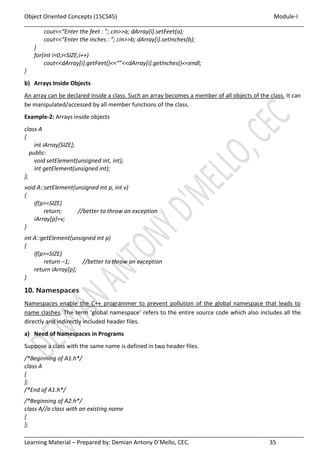 JAVA - VTU - Object oriented Concepts - 18CS45 - Module I | PDF