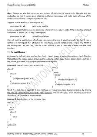 JAVA - VTU - Object oriented Concepts - 18CS45 - Module I | PDF