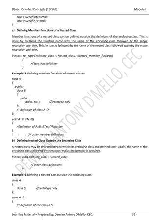 JAVA - VTU - Object oriented Concepts - 18CS45 - Module I | PDF