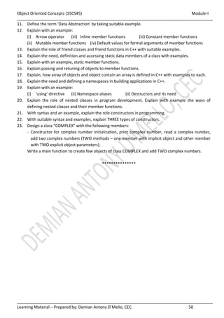 JAVA - VTU - Object oriented Concepts - 18CS45 - Module I | PDF