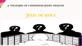 4- politique de communication: moyens
:
Jeux de rôle
 