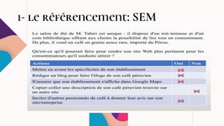 1- le référencement: SEM
 
