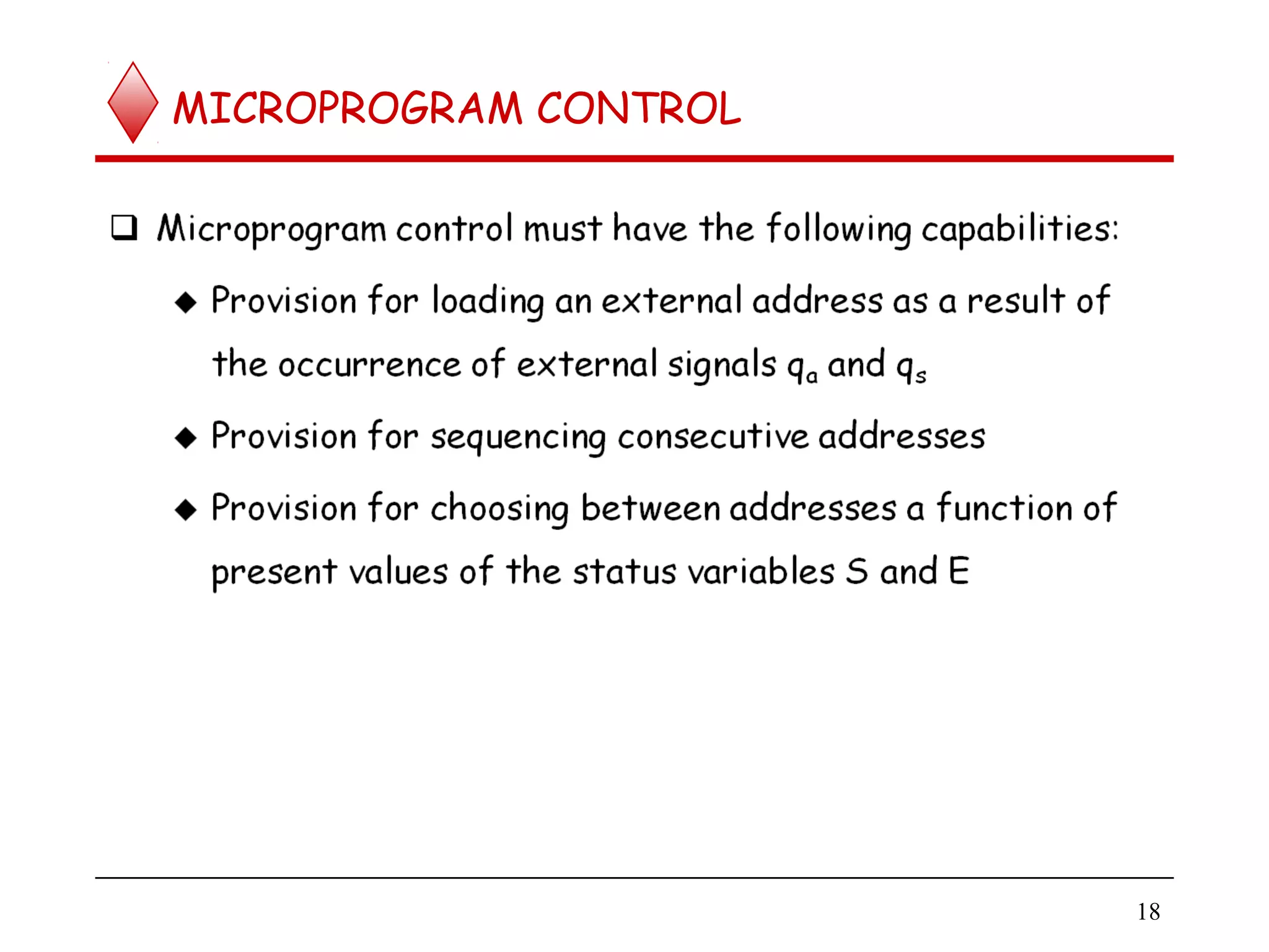 MICROPROGRAM CONTROL
18
 