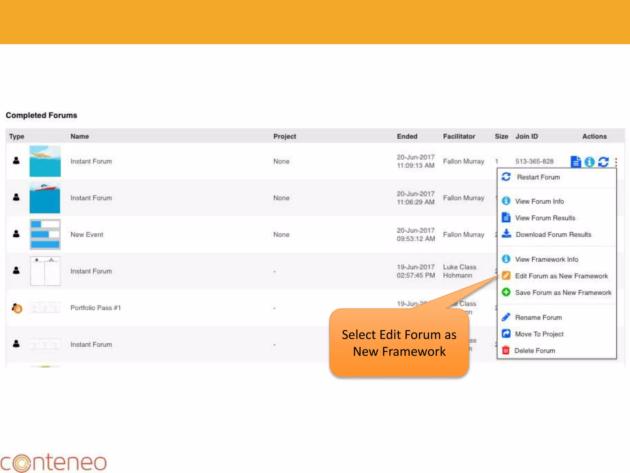 33
Select Edit Forum as
New Framework
 