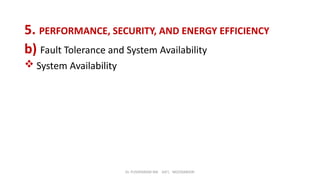 Dr. PUSHPARANI MK AIET, MOODABIDRI
5. PERFORMANCE, SECURITY, AND ENERGY EFFICIENCY
b) Fault Tolerance and System Availability
 System Availability
 