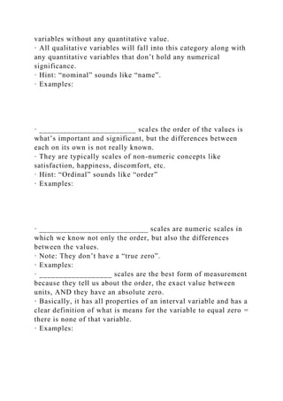 Module 01 – Basics of StatisticsClass Objectives· Define and ca.docx