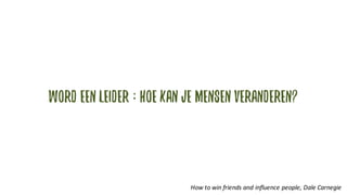 The	
 key is	
 an age-­‐old technique called a	
 'criticism sandwich.'	
 When you're going
to offer	
 negative feedback,	
 start	
 with a	
 compliment.	
 Then segue into the meat
and potatoes:	
 the criticism.	
 Finally,	
 and more	
 importantly,	
 part	
 ways with
another positive compliment.
Workshop:	
 ‘Niets	
 laten	
 weten	
 en	
 niet	
 aanwezig	
 op	
 de	
 vorige	
 workshop’
 