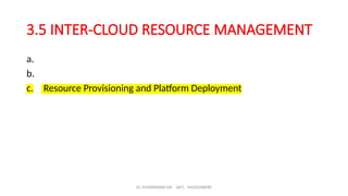 Dr. PUSHPARANI MK AIET, MOODABIDRI
3.5 INTER-CLOUD RESOURCE MANAGEMENT
a.
b.
c. Resource Provisioning and Platform Deployment
 