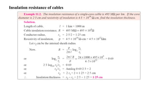 Insulation resistance of cables
 