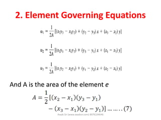 2. Element Governing Equations
And A is the area of the element e
Awab Sir (www.awabsir.com) 8976104646
 