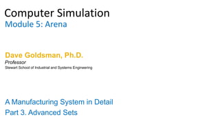 Computer Simulation
Module 5: Arena
Dave Goldsman, Ph.D.
A Manufacturing System in Detail
Part 3. Advanced Sets
Stewart School of Industrial and Systems Engineering
Professor
 